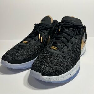 Nike LeBron 20 Black Metallic Gold White Basketball Sneaker DJ5423-003 Size 15